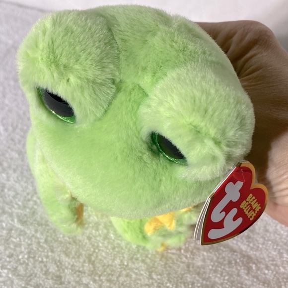 Ty Beanie Bellies Green and Yellow Snapper Plush Frog Toy Stuffed Animal - Picture 12 of 12